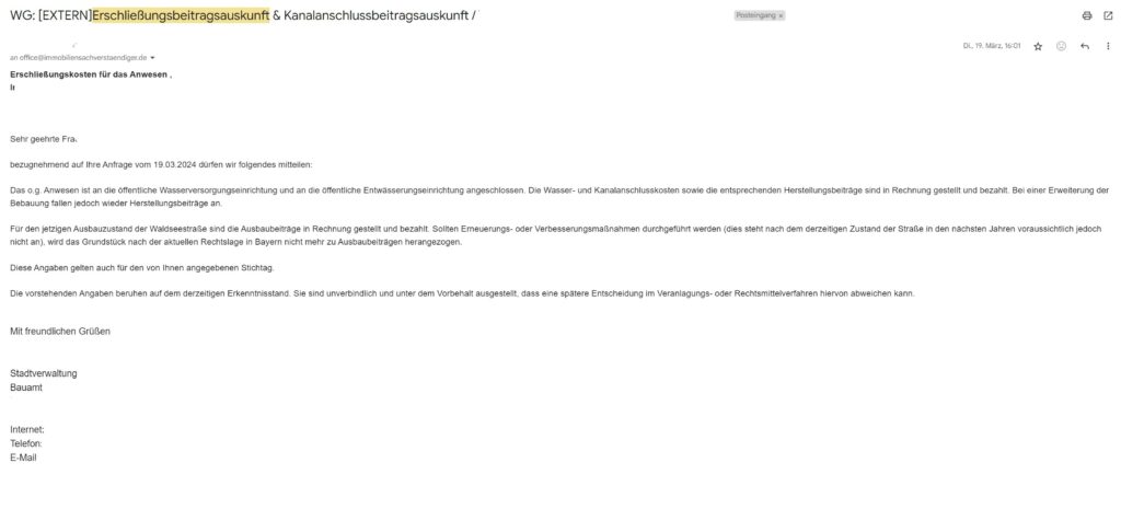 Erschließungsbeitragsauskunft Erschließungsbeitragsauskunft