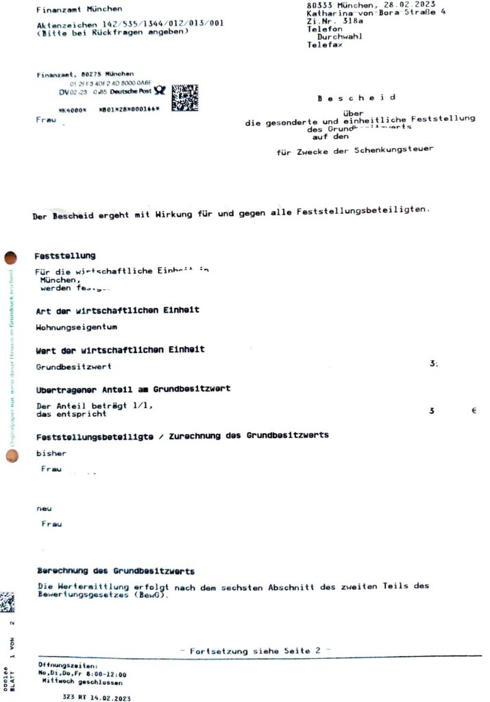 Grundbesitzbeschied Grundbesitzbeschied
